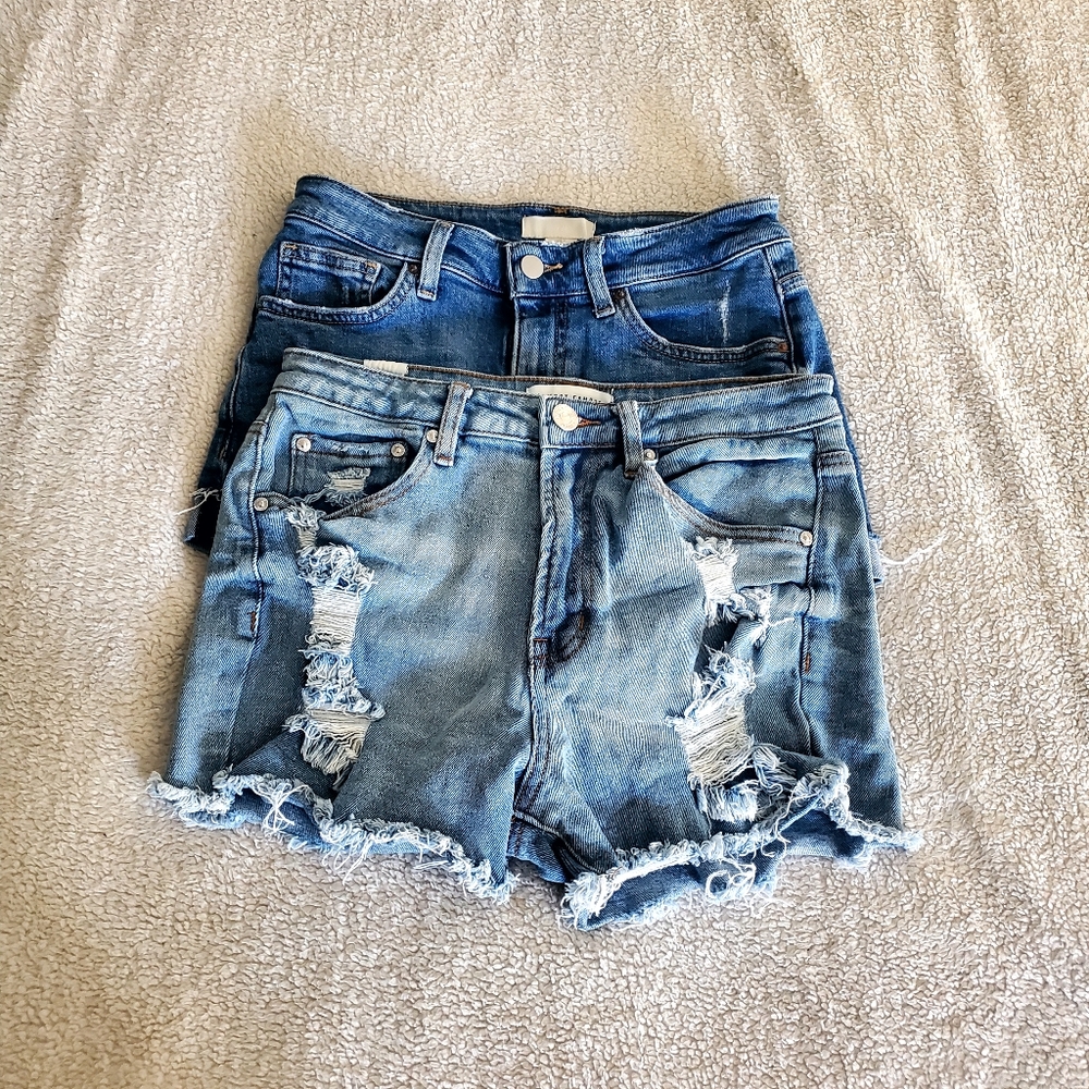 Bundle Of 2 Jean Shorts Blue Casual Comfy Spring Summer Fall